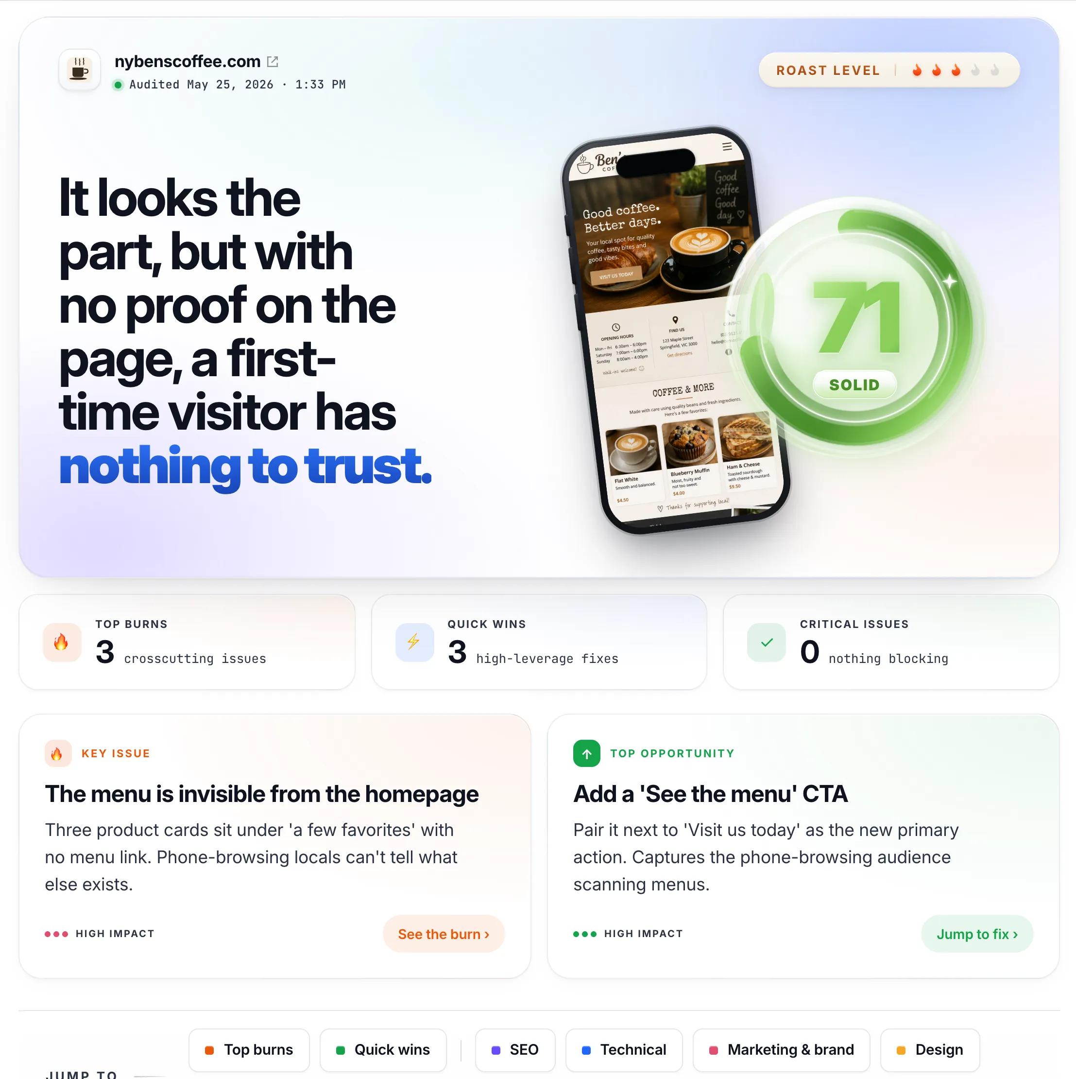 A Cruelx report open in the dashboard